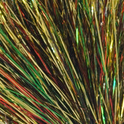 Multicolor metallic tinsel marabou fringe with green and gold highlights