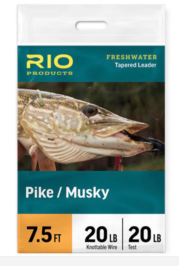 Rio freshwater tapered leader for pike and musky, 7.5 ft, 20 lb, 20 lb test