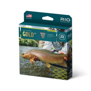 Multi-purpose fishing line box with Rio Gold XP branding and blister pack