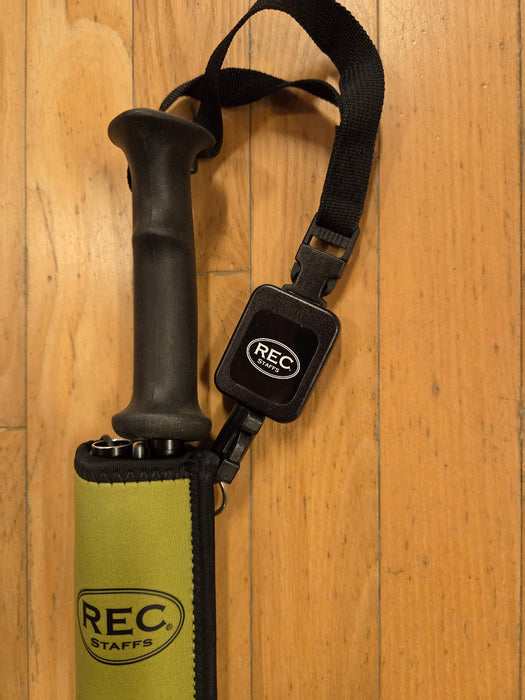 a close up of the REC SureStaff handle and retractor