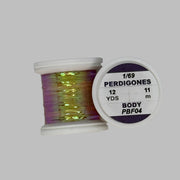 Pearl beading thread spool, green-gold metallic, label PBF04