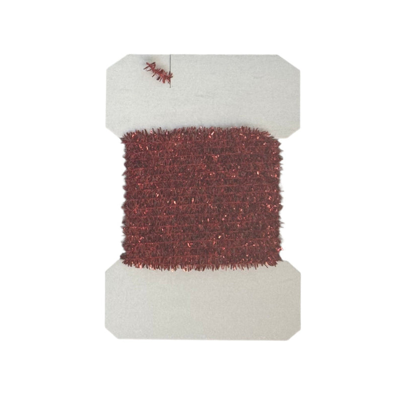 Burgundy chenille tinsel roll with sparkly strands