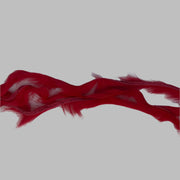 Zonker strips in red, long wavy fur strip with glossy highlights and tips