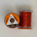 2 Spools of Red Tinsel from two angles, one with label showing