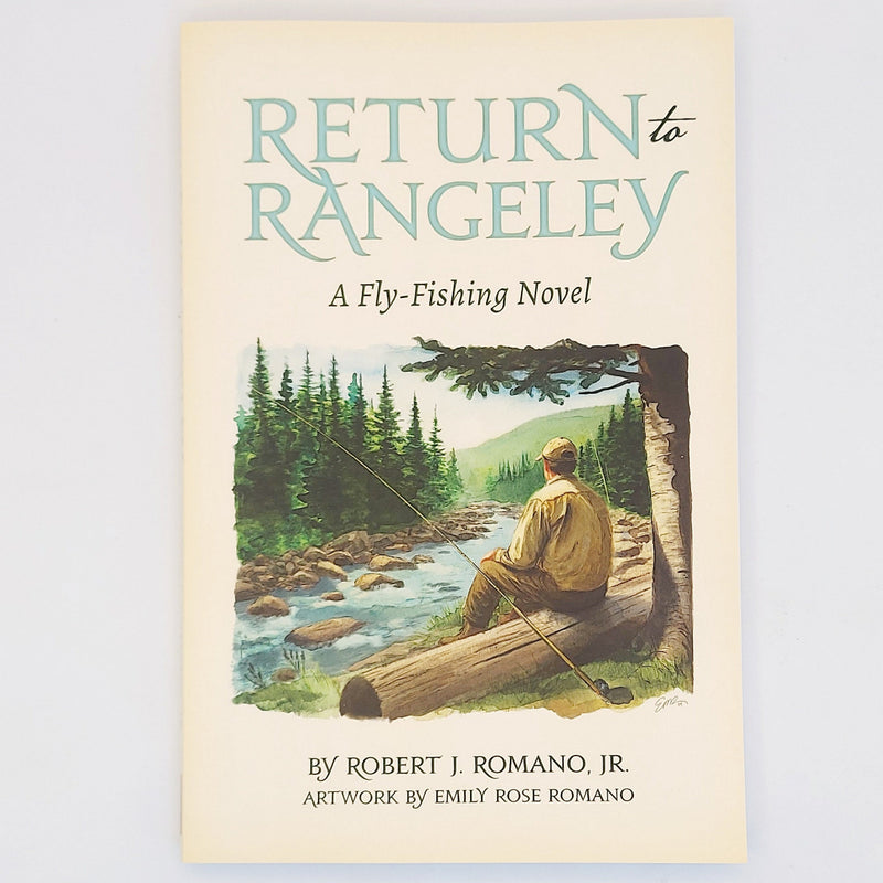 Return to Rangeley book cover, fly-fishing scene with angler by river