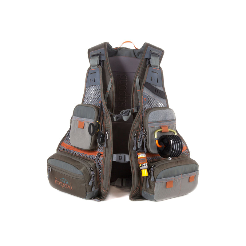 Ridgeline tech pack backpack with mesh side panels and orange-trimmed straps
