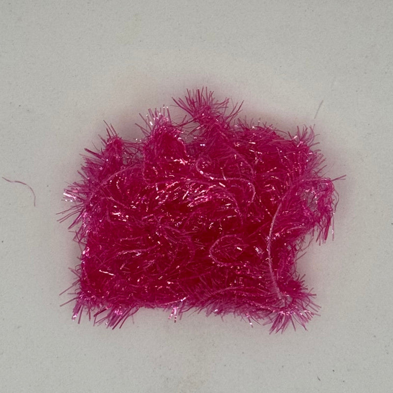 Rumpf ESTAZ tinsel trim swatch in bright hot pink, rectangular patch