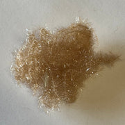 Rumpf ESTAZ tinsel trim swatch in tan brown with sparkly threads, round patch