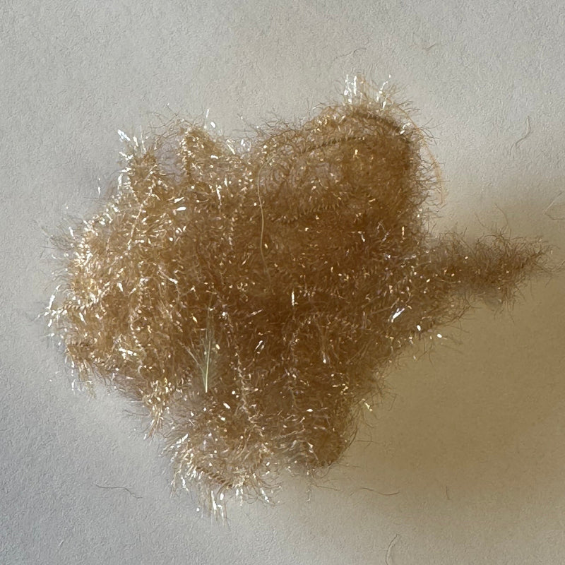 Rumpf ESTAZ tinsel trim swatch in tan brown with sparkly threads, round patch
