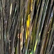 Silver-gray tinsel marabou fringe with gold and green highlights