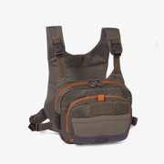 Fishpond Cross-Current chest pack, dark gray with orange trim and front pockets