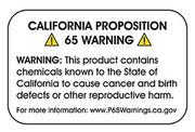 Turkey wing quill product warning label with California 65 Warnings text