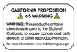 Turkey wing quill product warning label with California 65 Warnings text