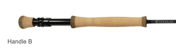 Fishing rod handle with cork grip and black reel seat