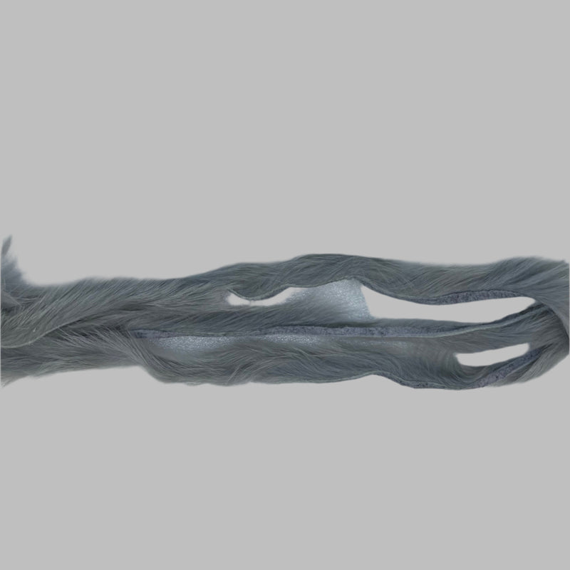 Zonker strips in gray, long wavy fur strip with dark top fibers and lighter base