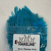 Hareline Silver Pheasant body feathers, blue tuft in clear bag