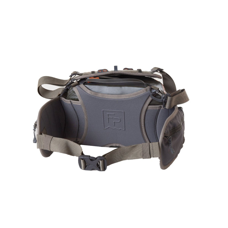 Lumbar pack front with FP logo, padded strap, side storage pockets