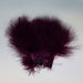 Close up of strung, wine colored marabou feathers