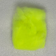 Neon yellow fly tying dubbing fibers clump, soft and fluffy
