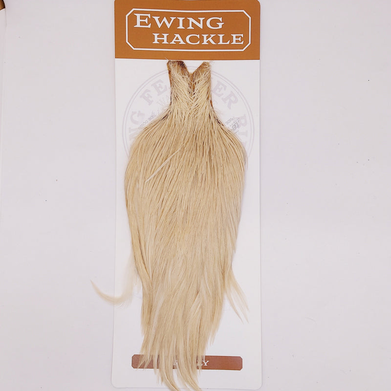 Ewing dry fly cape in tan dun, long wispy fibers for fly tying