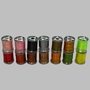 Vinyl D-rib cord spools in assorted colors, stacked on small reels