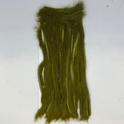 Rabbit half-skin fur hide with zonked shag, olive green