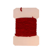 Fine rayon chenille thread spool in red with top and bottom pads