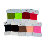 Assorted micro chenille yarn spools on display, multiple bright colors