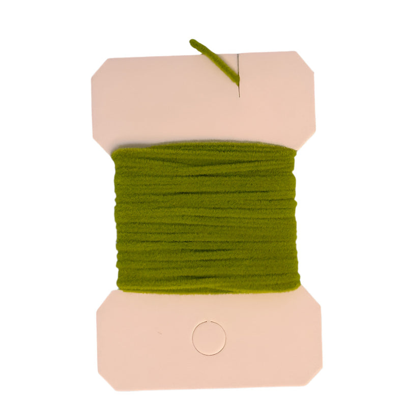 Micro chenille yarn spool in olive green