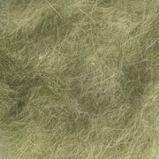 Rabbit dubbing material in pale green, airy shaggy fibers.