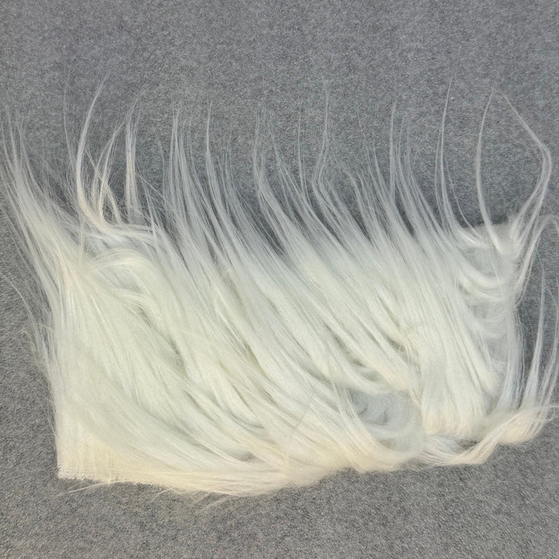 White fur fabric swatch rectangle with dense long pile