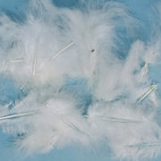 Mini marabou feather trim, pale blue feathers with soft barbs and small quills