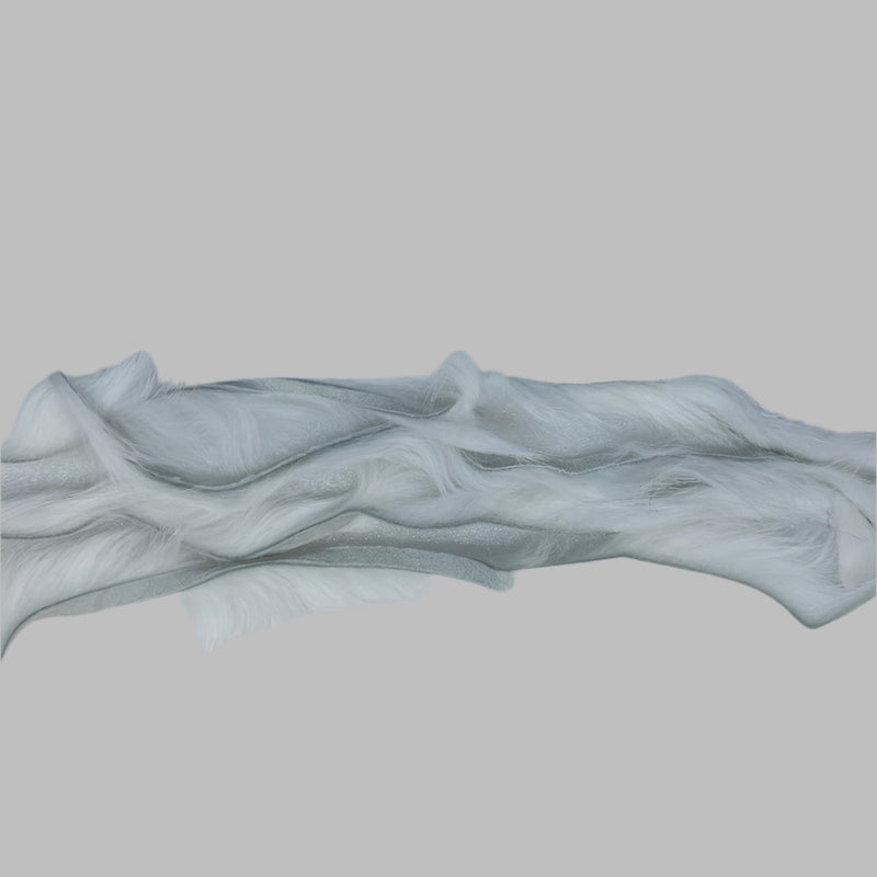 Rabbit zonkers strips in light blue-gray, wavy long fur strip