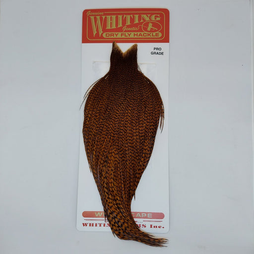 a Whiting Farms Grizzly dyed Brown cape for fly tying