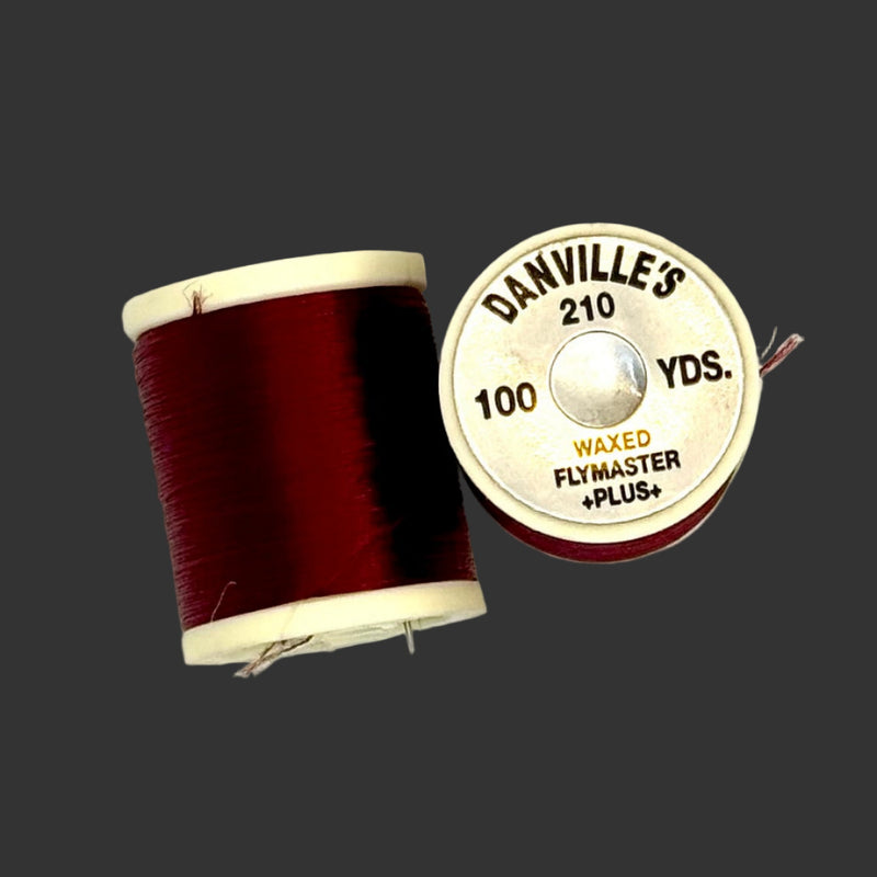 Waxed flymaster plus thread spool in burgundy, with printed label