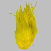Strung rooster saddle feathers, bright yellow