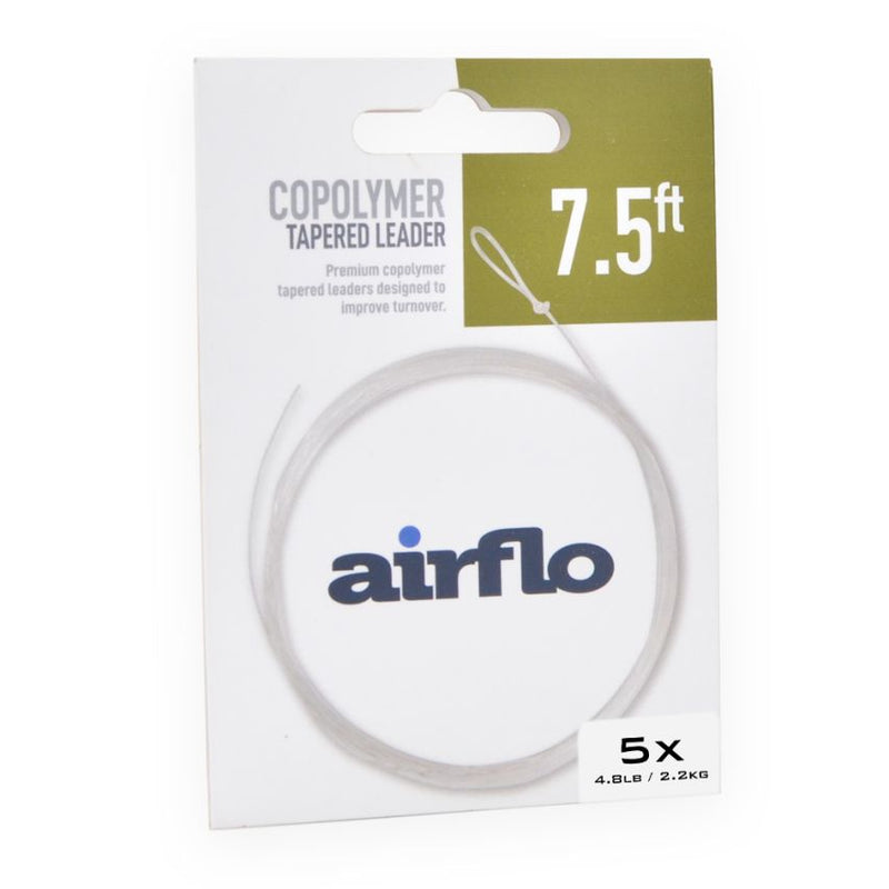 Airflo copolymer tapered leader, 7.5 ft line, 5x 4.8 lb