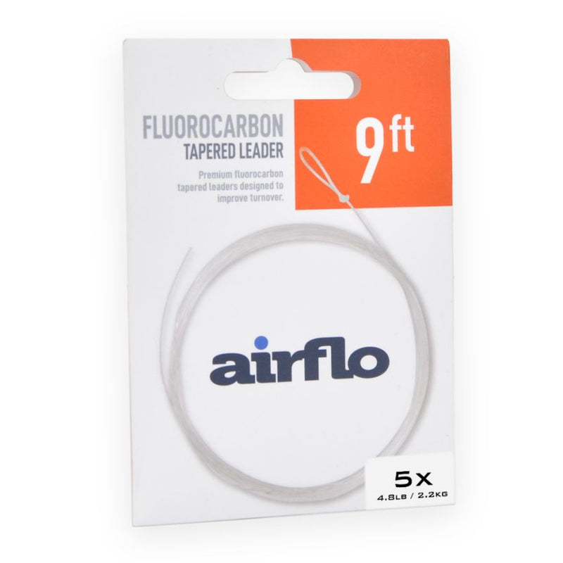Airflo fluorocarbon tapered leader fishing line, clear/gray, 9 ft package