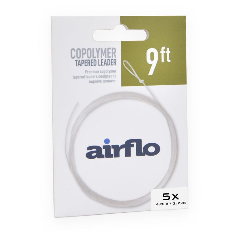 Airflo copolymer tapered leader, 9 ft line, 5x 4.8 lb