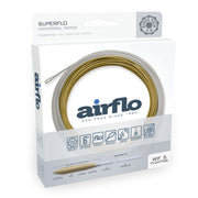 Fly fishing line in box with olive-brown and gray coil, tapered floating line