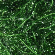 Green chenille fly tying material with glittering reflective fibers