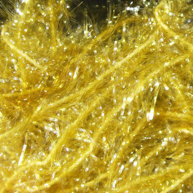 Chenille tinsel material swatch with gold/yellow sparkle fibers