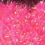 Pink chenille fly tying material with shimmering reflective fibers