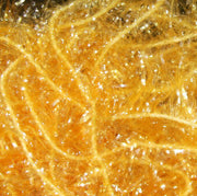 Chenille tinsel material swatch with orange sparkle fibers