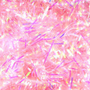 Chenille tinsel material swatch with pink and iridescent sparkle fibers