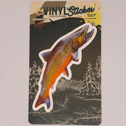 Vinyl salmon sticker, orange fish with blue tones and white border