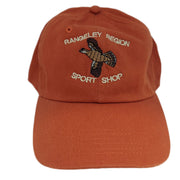 Flying Grouse hat, burnt orange, embroidered flying grouse and Sport Shop lettering.