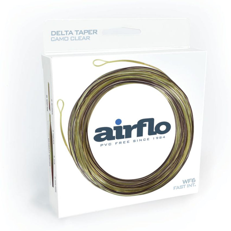 Airflo Delta Taper camo clear fly line in retail box with coiled line