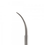 Curved metal scissor blade tip with sharp pointed end
