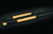 Fishing rod set with cork grips and black reel seats, three rods